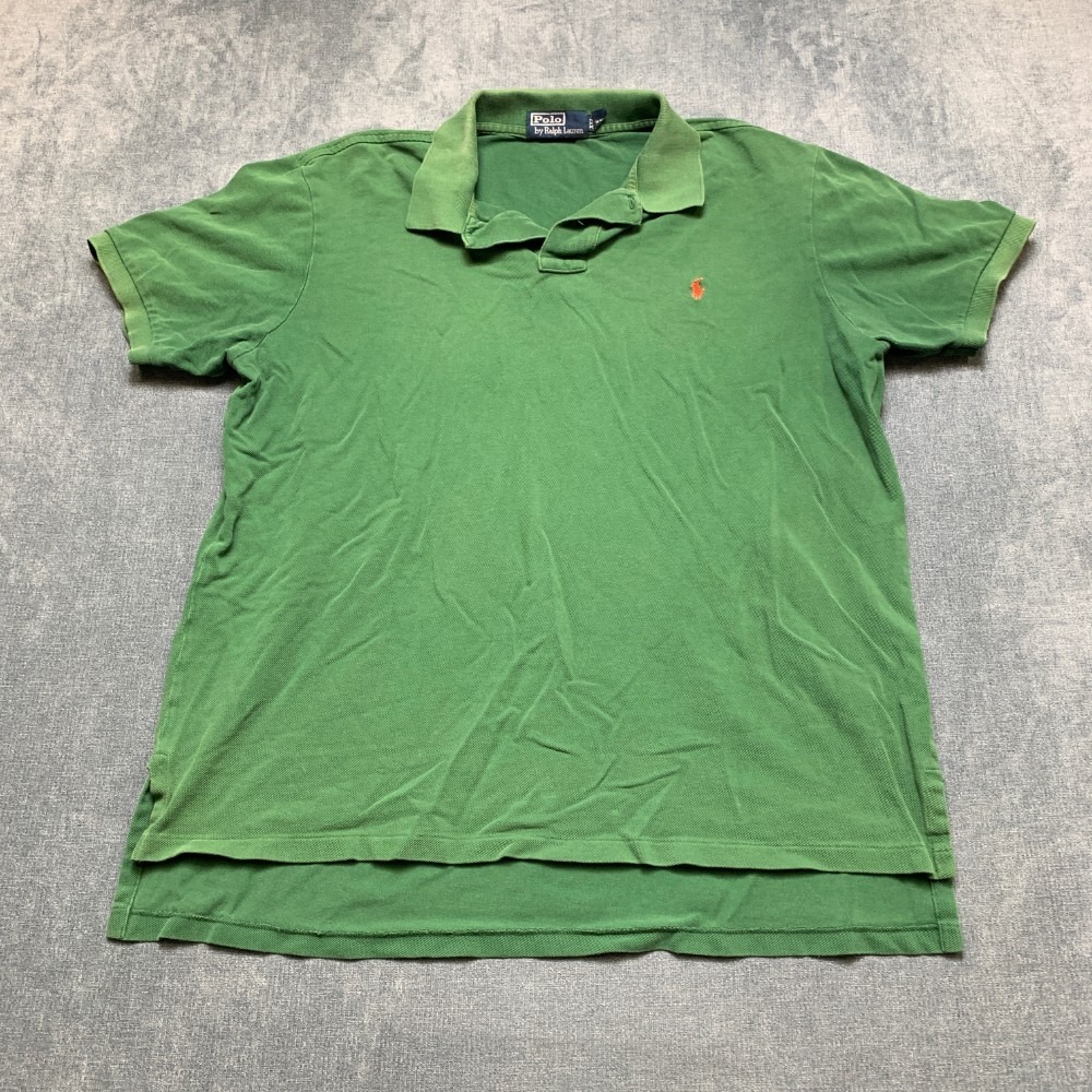 Polo By Ralph Lauren Shirt Mens 2XL Green Cotton Hi Lo Hem Side Slit Tennis Golf